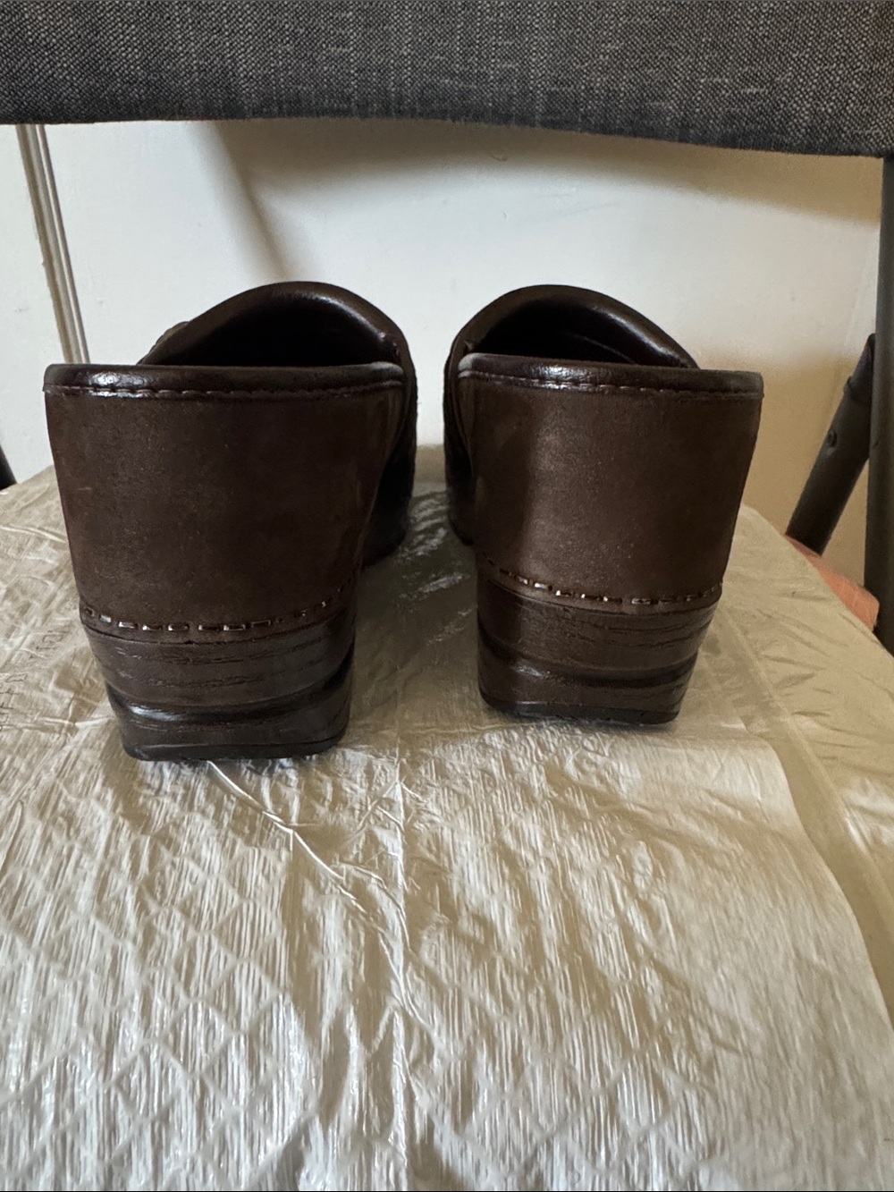 Dansko Brown Leather Clog Mules with Buckle Detail - Picture 4 of 6